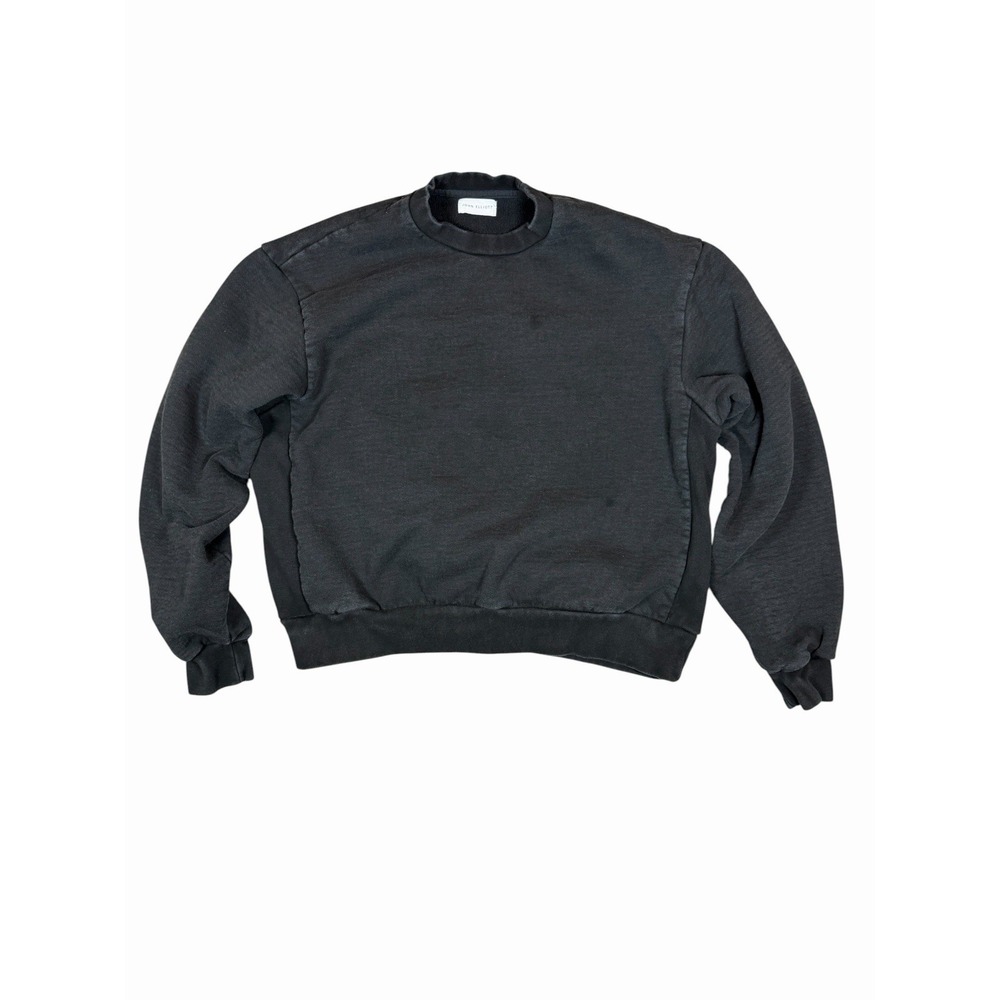 John Elliott Mens Size 2 Black Faded Crewneck Sweatshirt Made USA Distressed